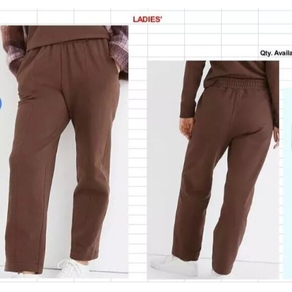 Madewell Brown Ribbed Seamed Pockets Sweatpants Lounge Pants Women's Medium - Picture 2 of 8